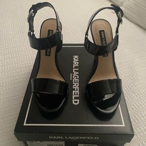 Karl Lagerfeld Glossy Black Sandals